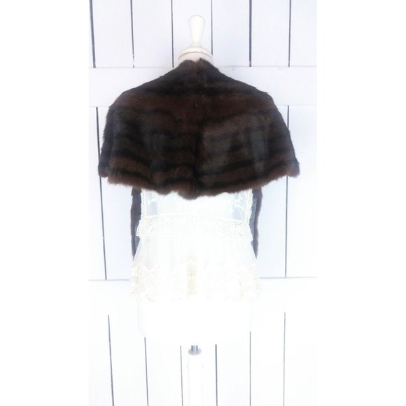 Vintage fur stole wrap 40s 50s brown fur capelet caplet bridal wedding wrap - Picture 4 of 7